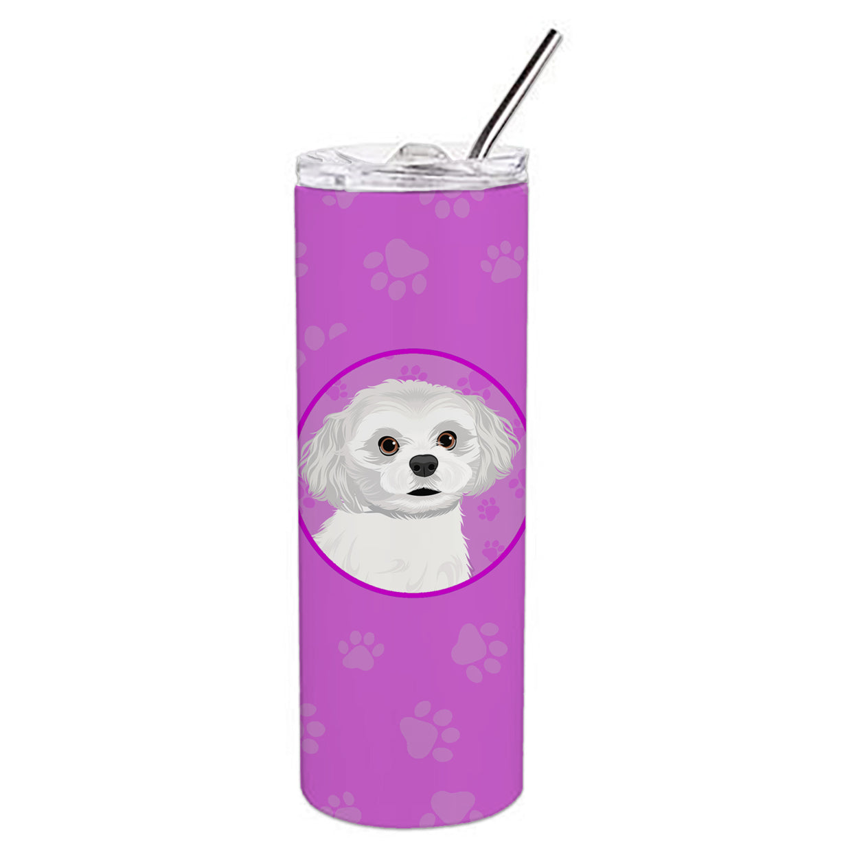 Shih-Tzu Silver and White #1 Stainless Steel 20 oz Skinny Tumbler 3 in x 8.25 in