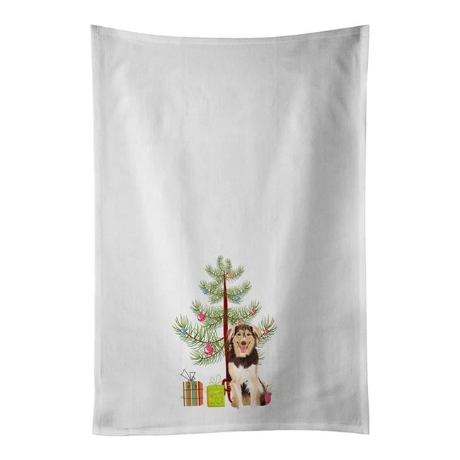 Carolines Treasures WDK2957WTKT 28 x 19 in. Unisex Australian Shepherd Red Tricolor No.3 Christmas White Dish Towels Kitchen Towel - Set of 2