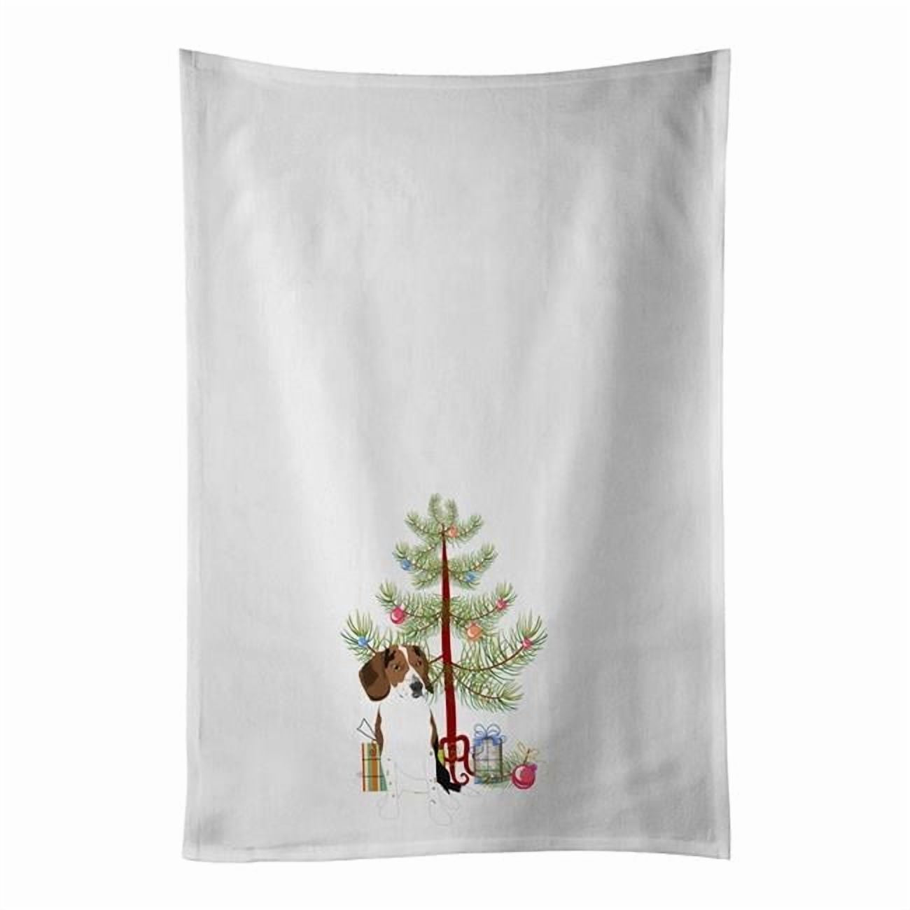 Carolines Treasures WDK2965WTKT 28 x 19 in. Unisex Beagle Tricolor Red Ticked No.2 Christmas White Dish Towels Kitchen Towel - Set of 2