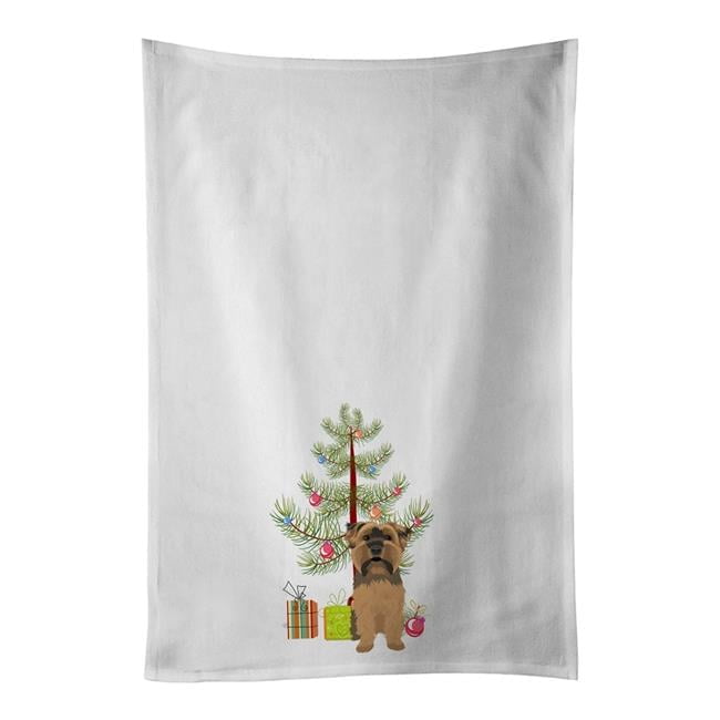 Yorkie Chocolate #1 Juego de 2 Paños de Cocina Blancos Navideños de 19 x 28 Pulgadas