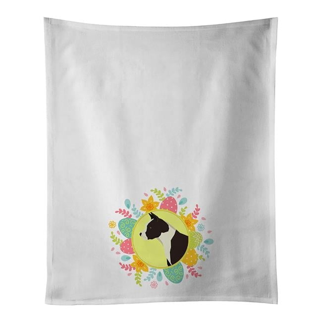 Carolines Treasures WDK3195WTKT 28 x 19 in. Unisex American Staffordshire Terrier Easter White Dish Towels Kitchen Towel - Set of 2