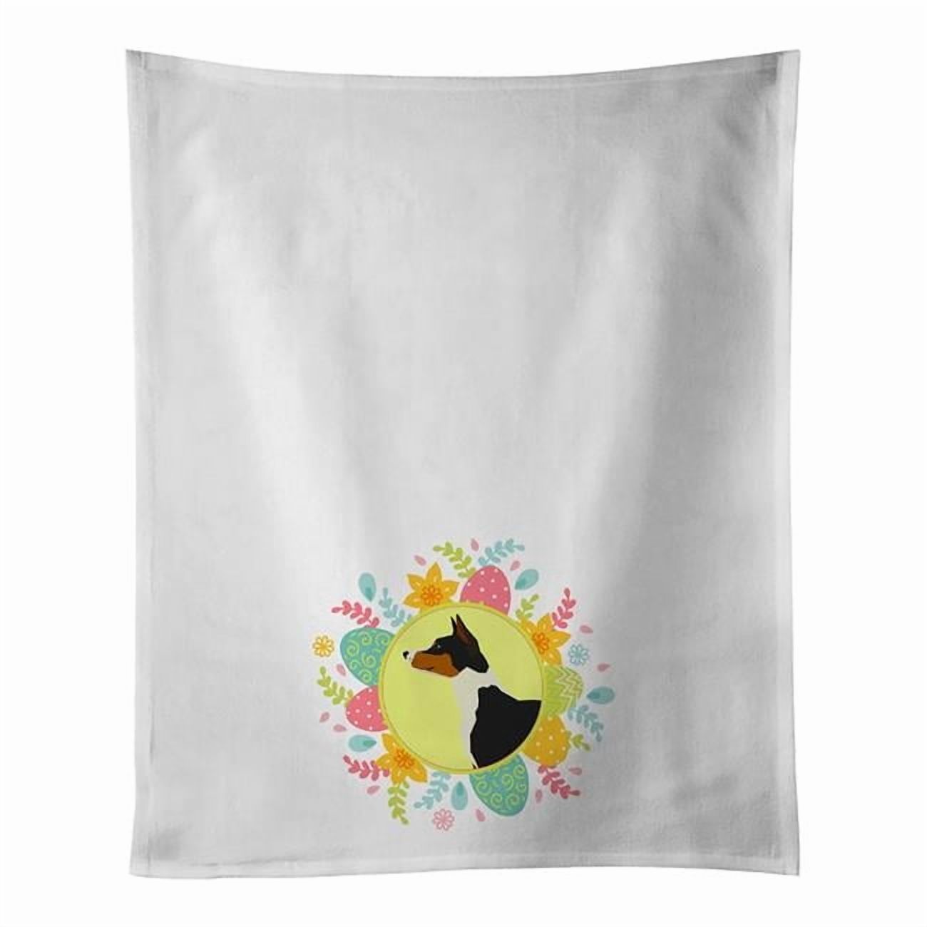 Carolines Treasures WDK3197WTKT 28 x 19 in. Unisex Basenji Easter White Dish Towels Kitchen Towel - Set of 2