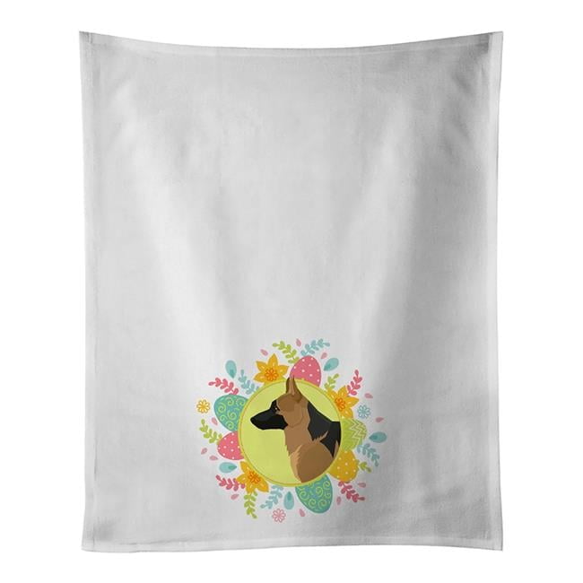 German Shepherd Easter White Kitchen Towel Set of 2 19 in x 28 in