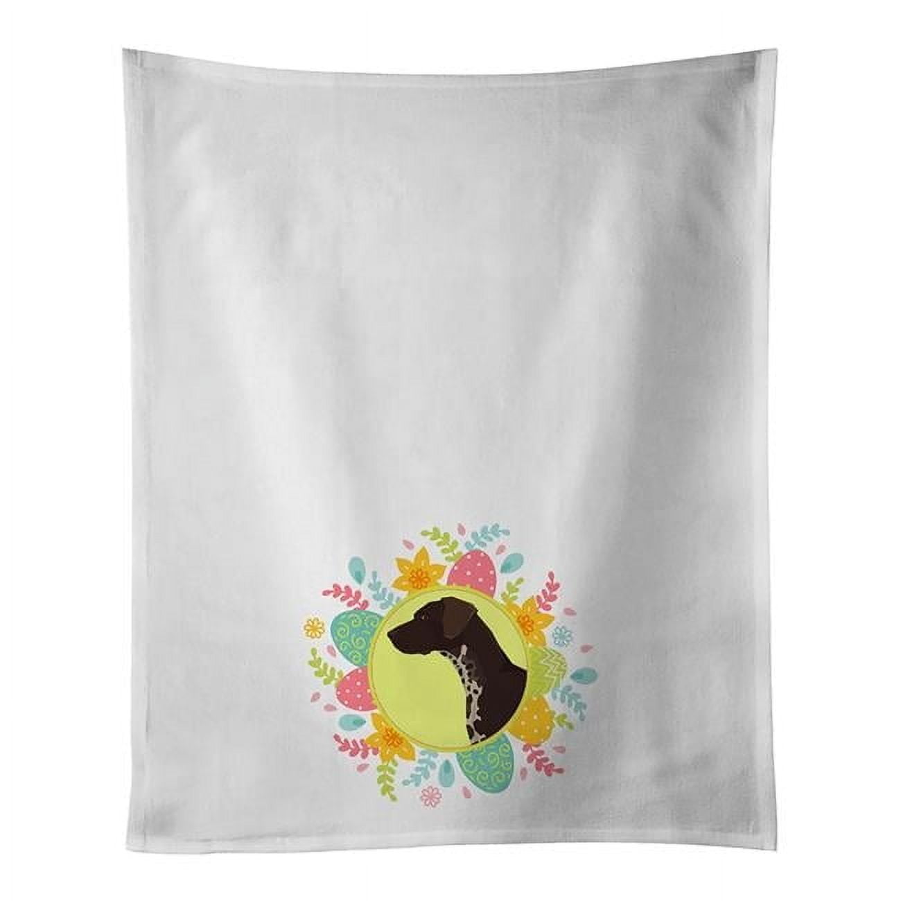 Carolines Treasures WDK3221WTKT 28 x 19 in. Unisex German Shorthaired Pointer Easter White Dish Towels Kitchen Towel - Set of 2