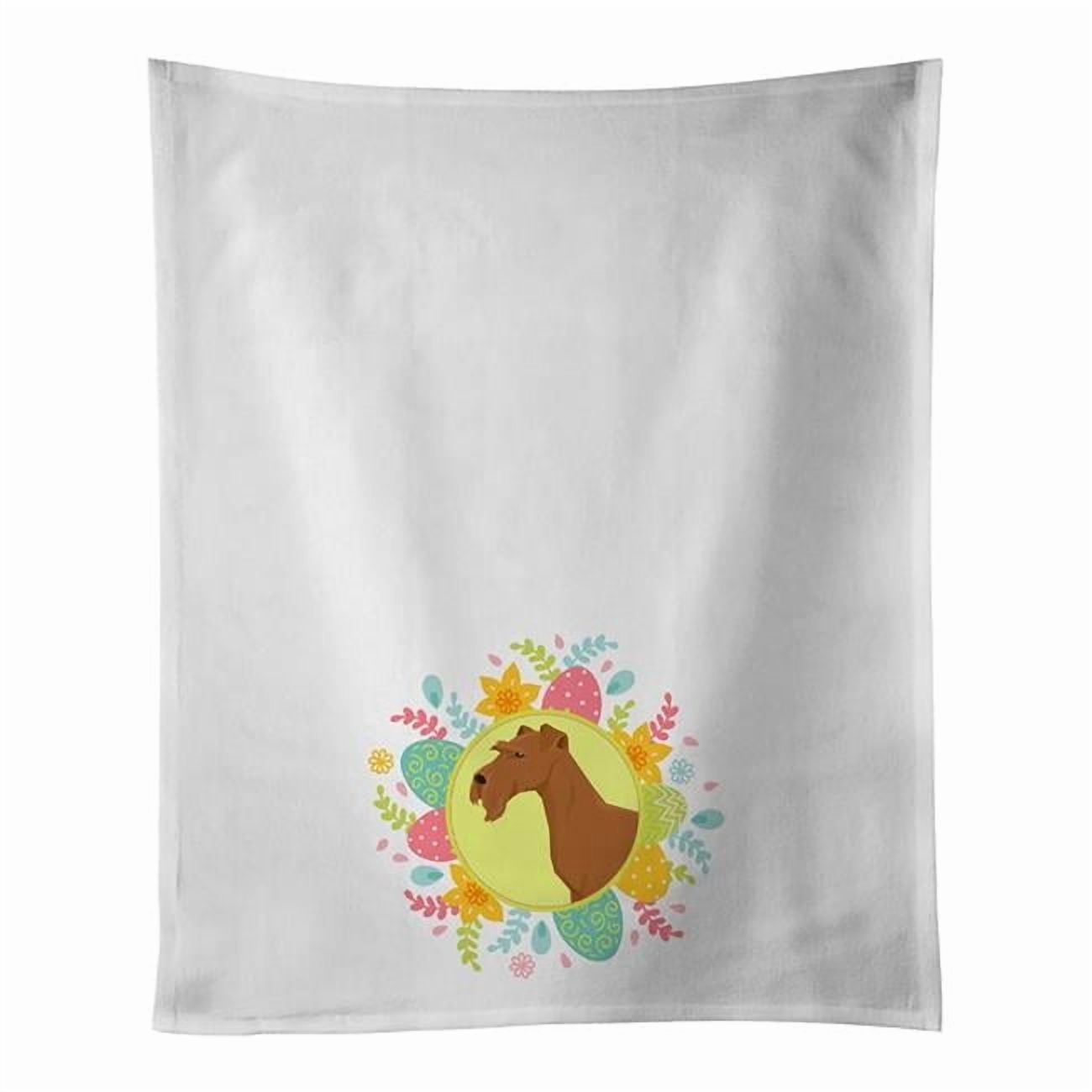 Carolines Treasures WDK3226WTKT 28 x 19 in. Unisex Irish Terrier Easter White Dish Towels Kitchen Towel - Set of 2