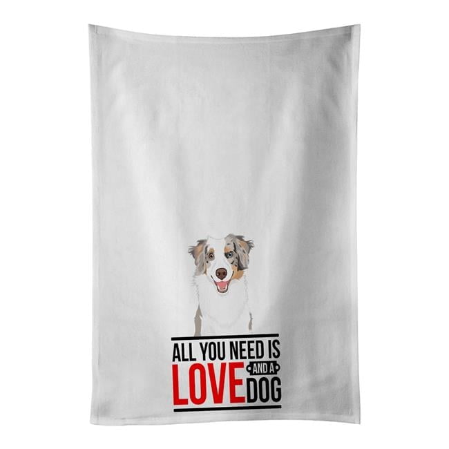 Carolines Treasures WDK3575WTKT 28 x 19 in. Unisex Australian Shepherd Red Merle Tricolor No.1 White Dish Towels Kitchen Towel - Set of 2