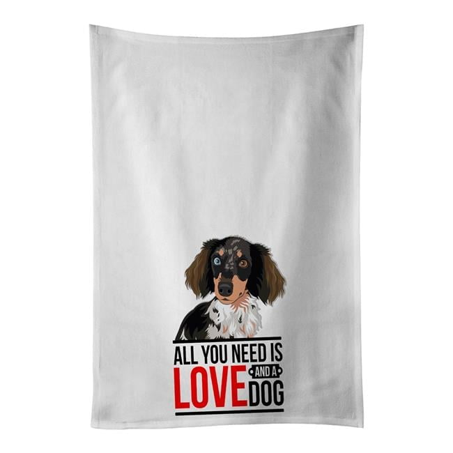 Dachshund Dapple #1 Juego de 2 Paños de Cocina Blancos de 19 x 28 Pulgadas