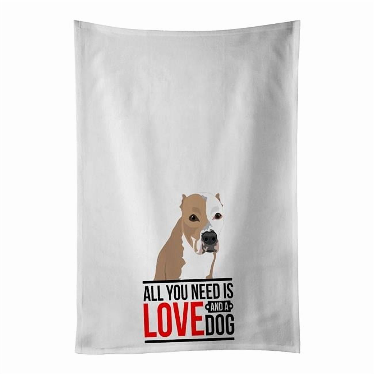 Carolines Treasures WDK3736WTKT 28 x 19 in. Unisex Pit Bull Fawn No.4 White Dish Towels Kitchen Towel - Set of 2
