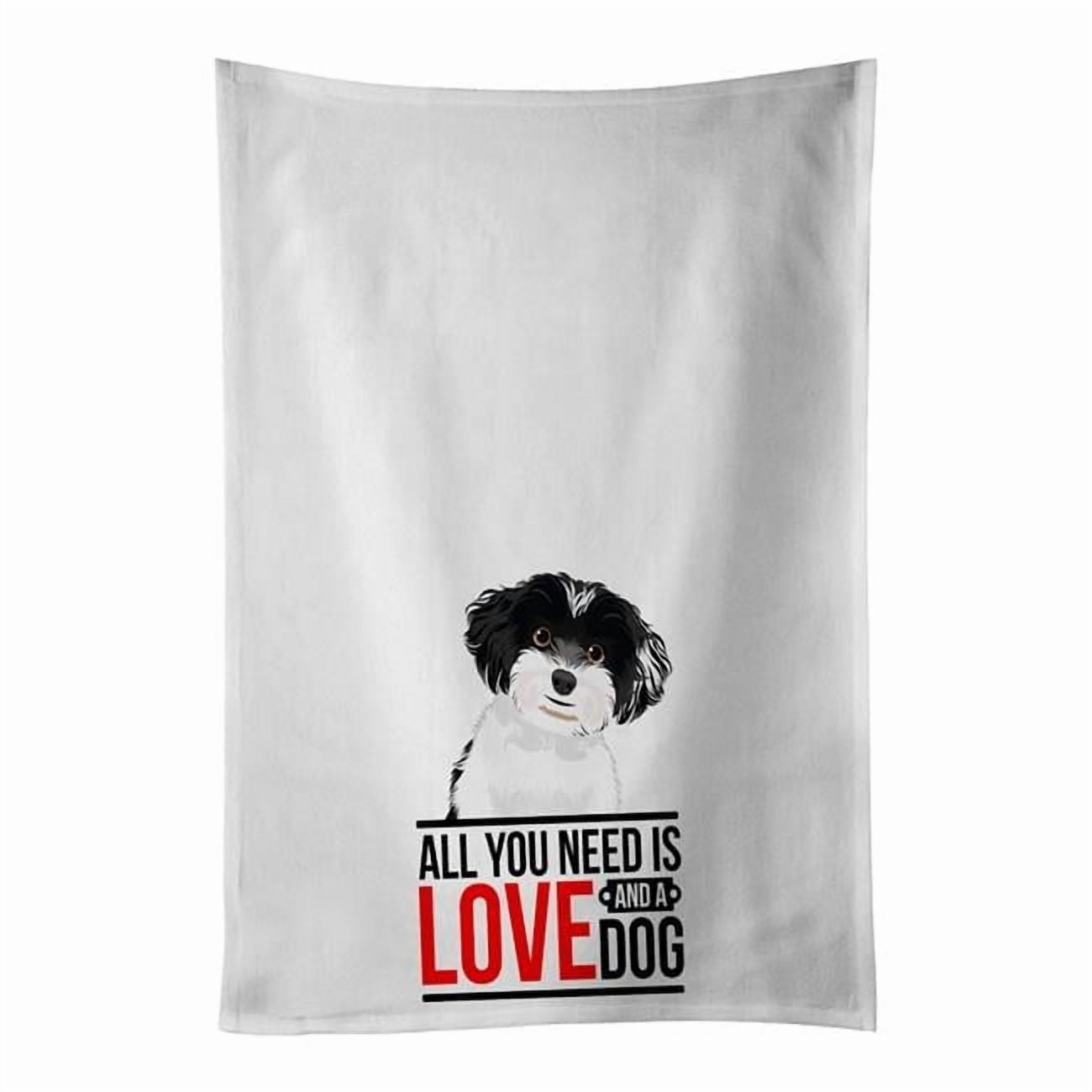 Carolines Treasures WDK3789WTKT 28 x 19 in. Unisex Shih-Tzu Black & White No.4 White Dish Towels Kitchen Towel - Set of 2