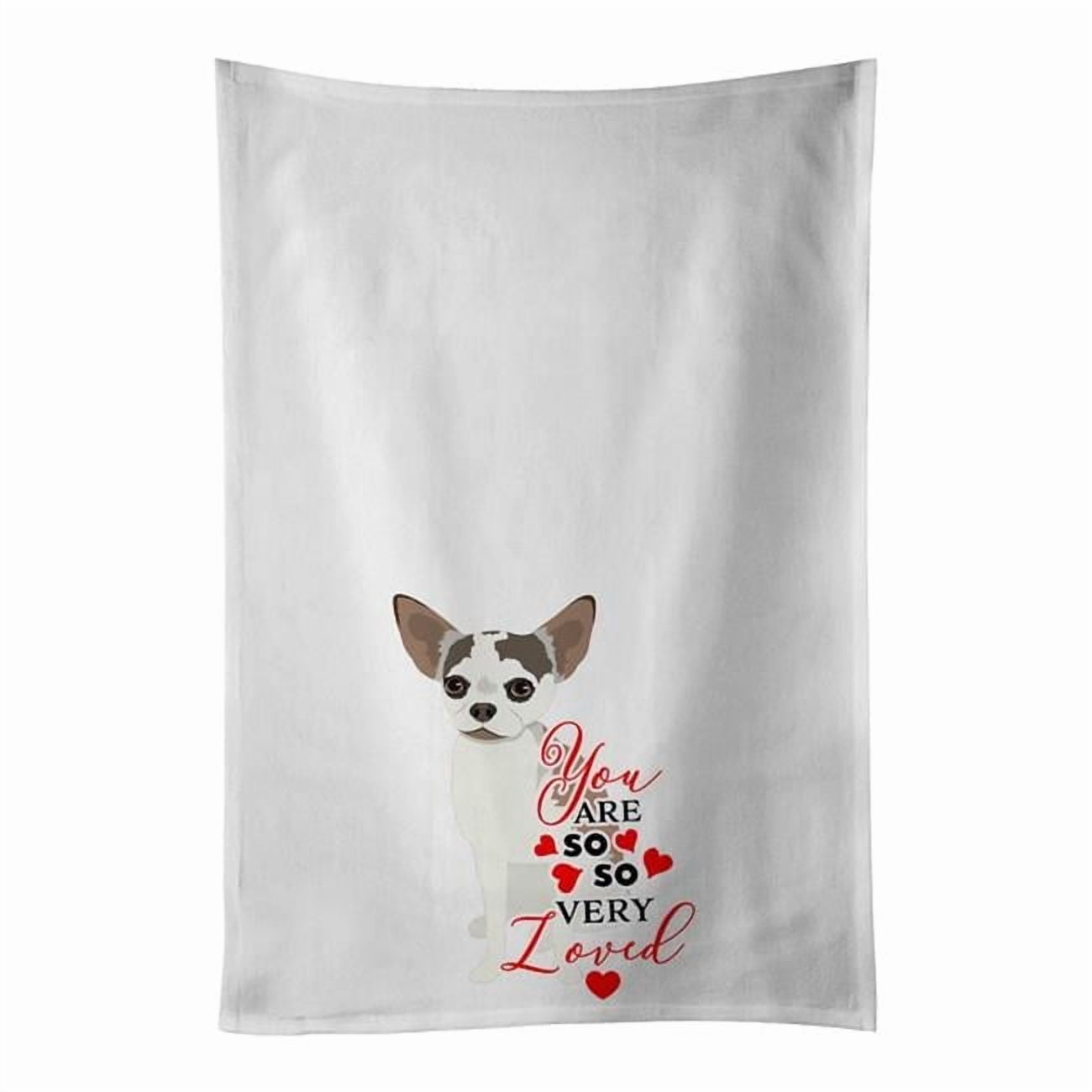 Carolines Treasures WDK3850WTKT 28 x 19 in. Unisex Chihuahua Merle So Loved White Dish Towels Kitchen Towel - Set of 2