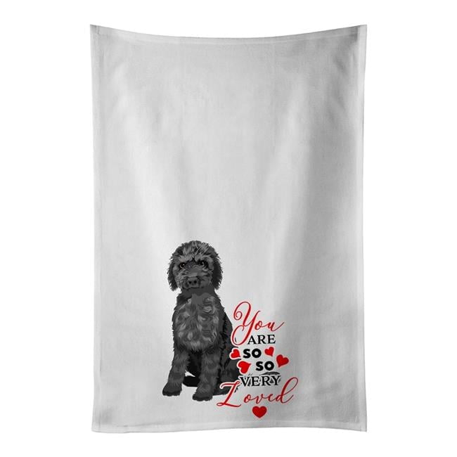Carolines Treasures WDK3872WTKT 28 x 19 in. Unisex Doodle Black No.2 So Loved White Dish Towels Kitchen Towel - Set of 2