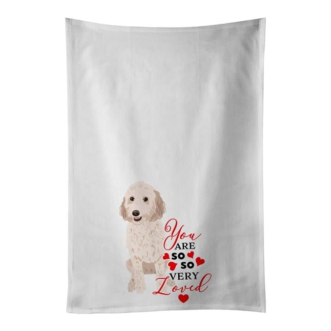 Carolines Treasures WDK3880WTKT 28 x 19 in. Unisex Doodle Cream No.1 So Loved White Dish Towels Kitchen Towel - Set of 2