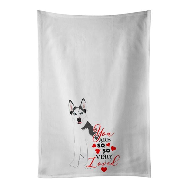 Carolines Treasures WDK3942WTKT 28 x 19 in. Unisex Siberian Husky Puppy So Loved White Dish Towels Kitchen Towel - Set of 2