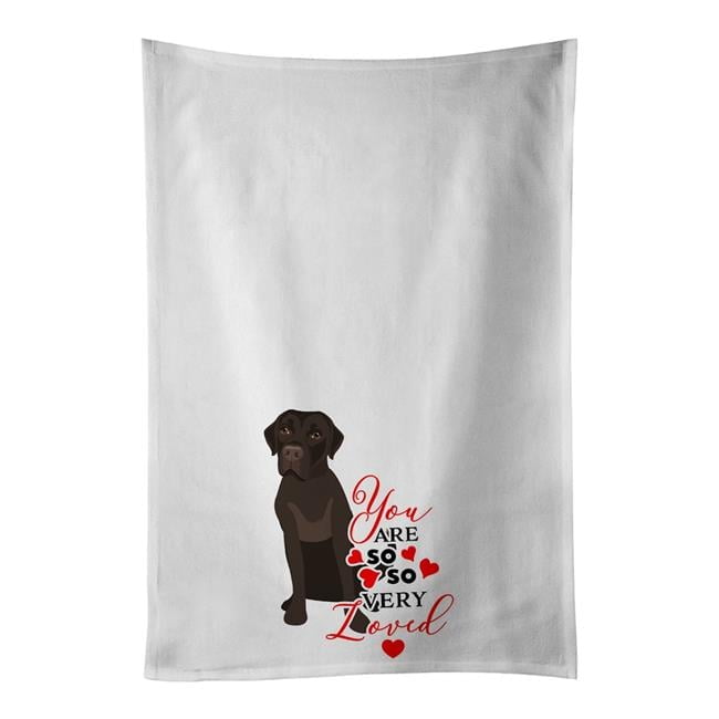 Carolines Treasures WDK3953WTKT 28 x 19 in. Unisex Labrador Retriever Chocolate No.1 So Loved White Dish Towels Kitchen Towel - Set of 2