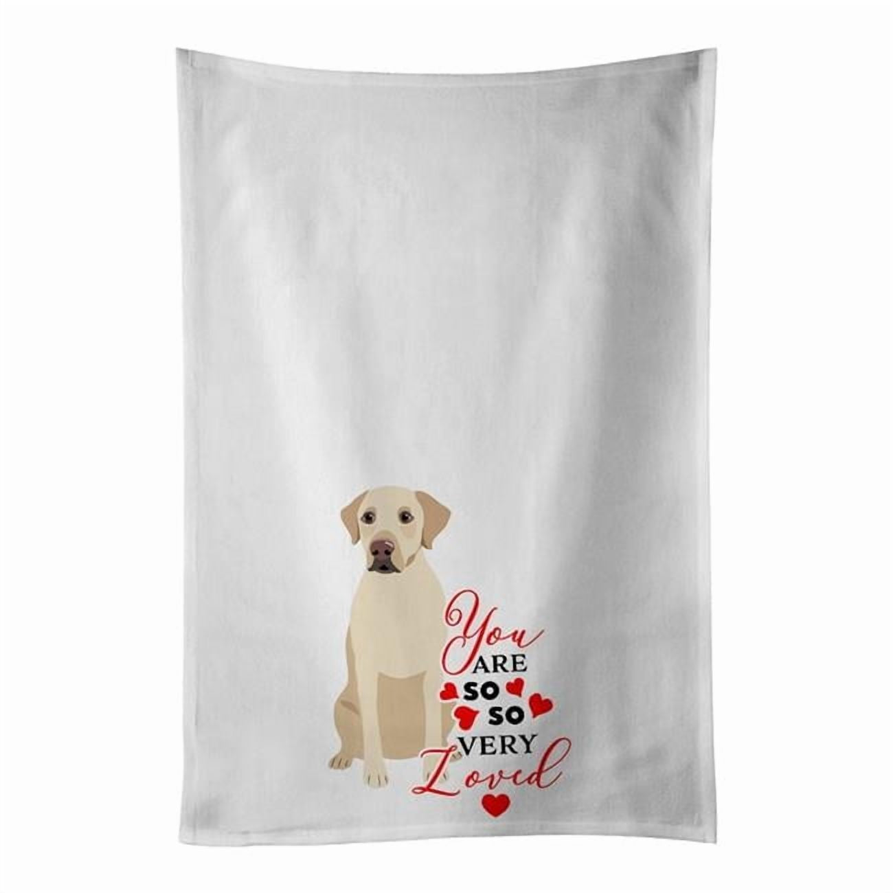 Carolines Treasures WDK3960WTKT 28 x 19 in. Unisex Labrador Retriever Yellow No.3 So Loved White Dish Towels Kitchen Towel - Set of 2
