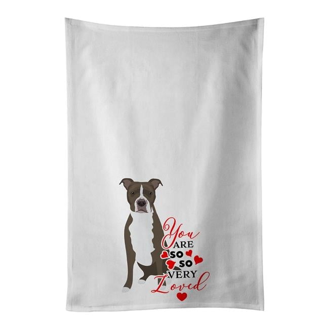 Carolines Treasures WDK3975WTKT 28 x 19 in. Unisex Pit Bull Blue No.6 So Loved White Dish Towels Kitchen Towel - Set of 2
