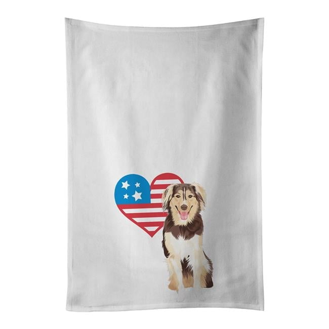 Carolines Treasures WDK4073WTKT 28 x 19 in. Unisex Australian Shepherd Red Tricolor No.3 Patriotic White Dish Towels Kitchen Towel - Set of 2