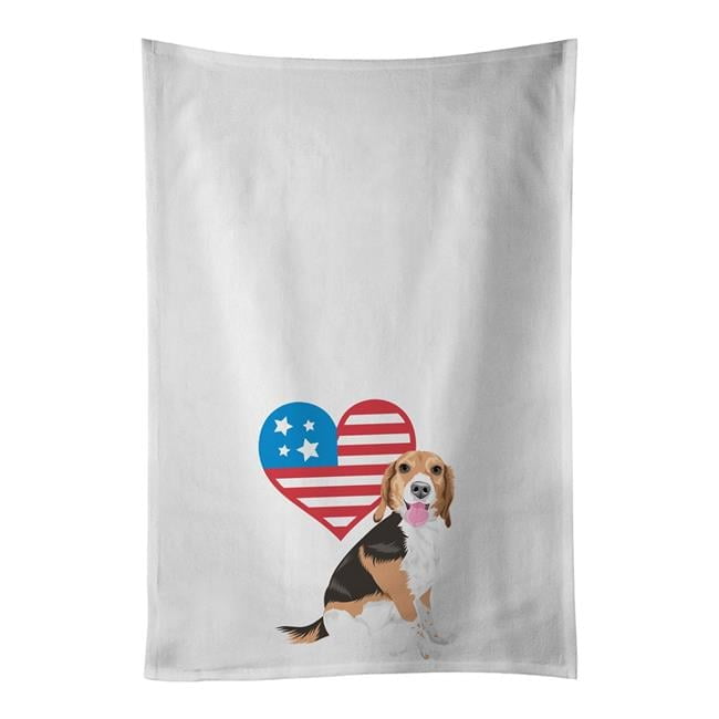 Carolines Treasures WDK4080WTKT 28 x 19 in. Unisex Beagle Tricolor Red Ticked No.1 Patriotic White Dish Towels Kitchen Towel - Set of 2