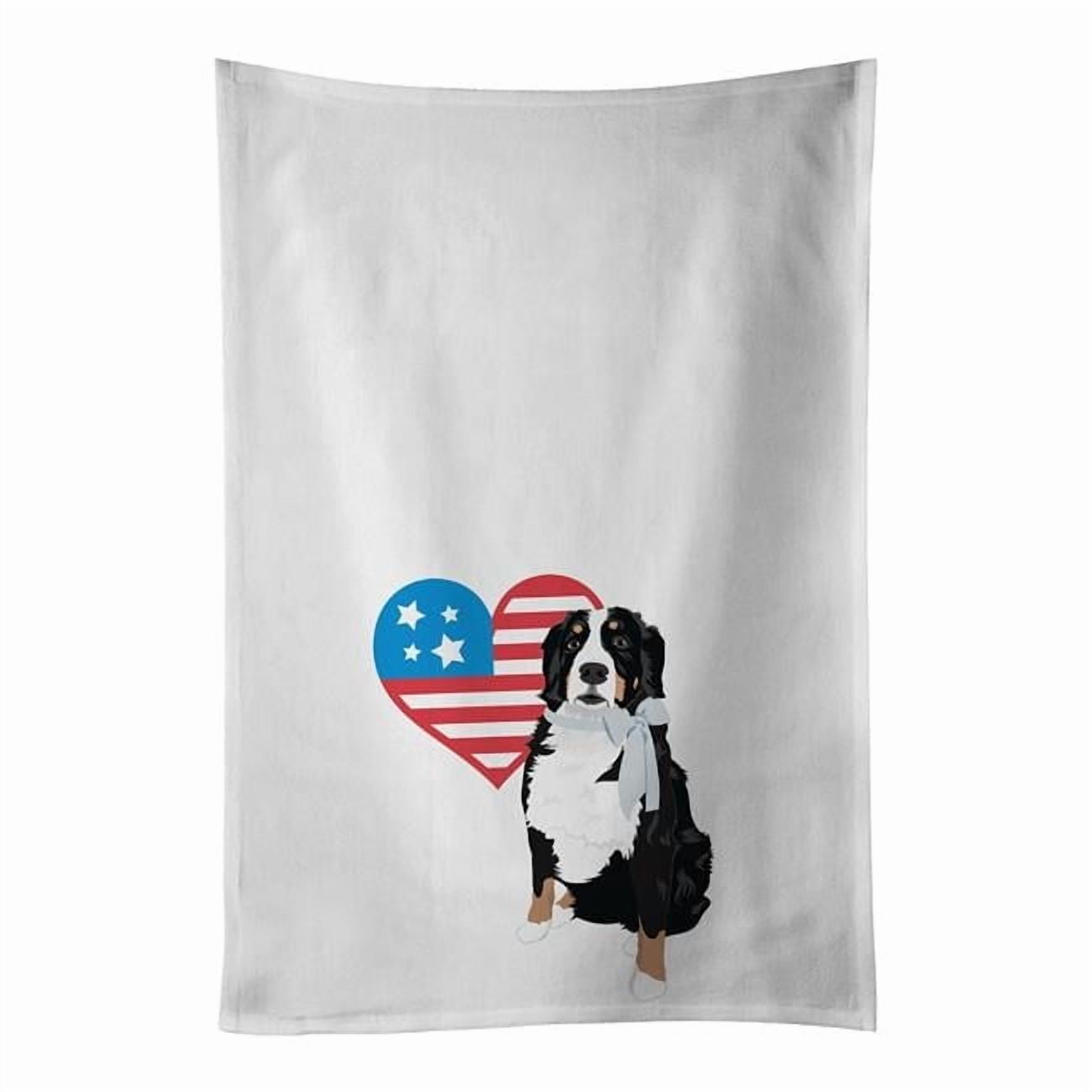 Carolines Treasures WDK4086WTKT 28 x 19 in. Unisex Bernese Mountain Dog No.3 Patriotic White Dish Towels Kitchen Towel - Set of 2