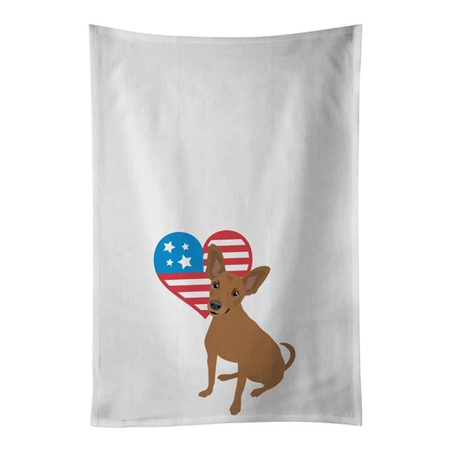 Carolines Treasures WDK4090WTKT 28 x 19 in. Unisex Chihuahua Chocolate No.1 Patriotic White Dish Towels Kitchen Towel - Set of 2