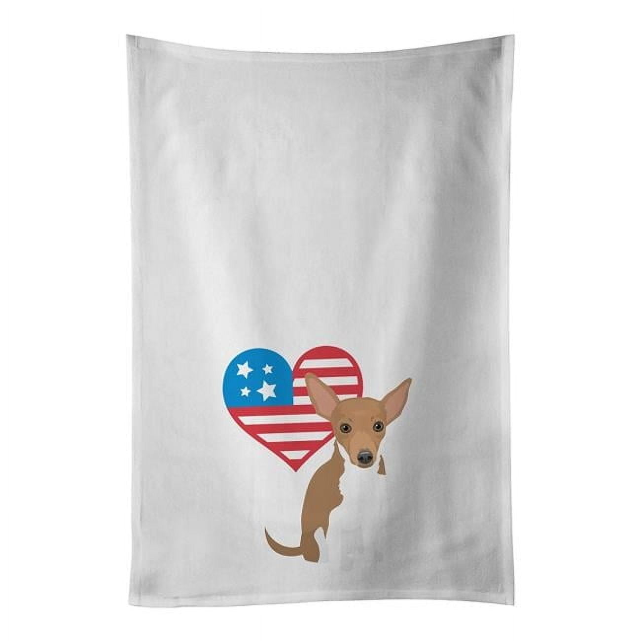 Carolines Treasures WDK4092WTKT 28 x 19 in. Unisex Chihuahua Chocolate & White No.1 Patriotic White Dish Towels Kitchen Towel - Set of 2