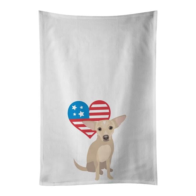 Chihuahua Silver Juego de 2 Toallas de Cocina Patrióticas Blancas de 19 x 28 Pulgadas