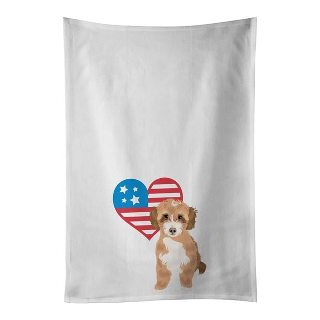 Carolines Treasures WDK4152WTKT 28 x 19 in. Unisex Doodle Tricolor No.2 Patriotic White Dish Towels Kitchen Towel - Set of 2