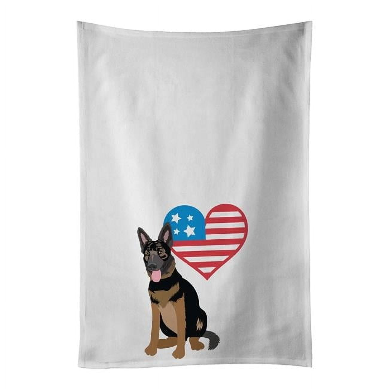Carolines Treasures WDK4173WTKT 28 x 19 in. Unisex German Shepherd Bicolor Patriotic White Dish Towels Kitchen Towel - Set of 2