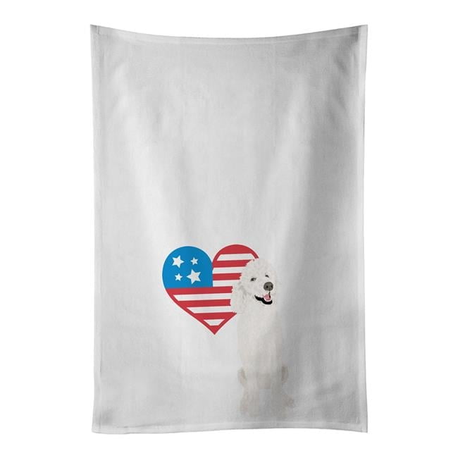 Carolines Treasures WDK4240WTKT 28 x 19 in. Unisex Poodle Standard White Patriotic White Dish Towels Kitchen Towel - Set of 2