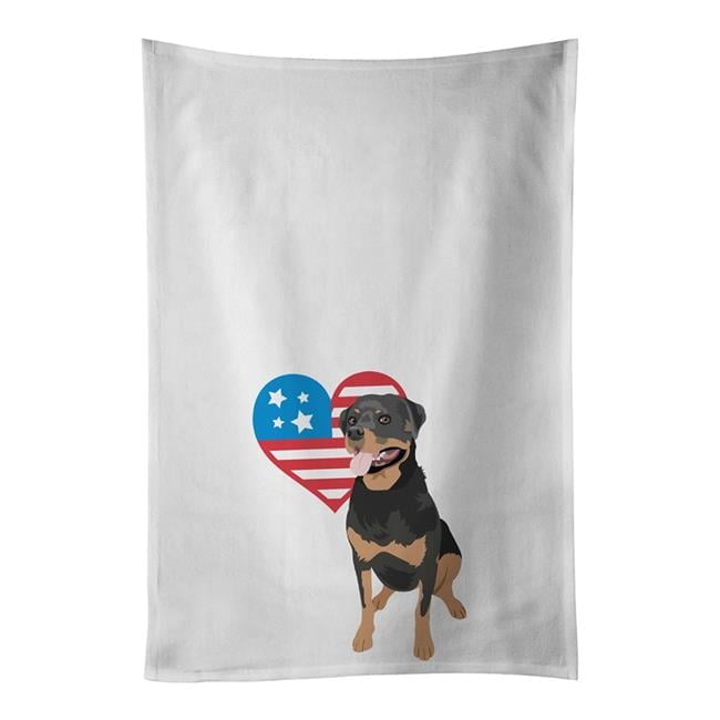 Carolines Treasures WDK4257WTKT 28 x 19 in. Unisex Rottweiler Black & Tan No.1 Patriotic White Dish Towels Kitchen Towel - Set of 2