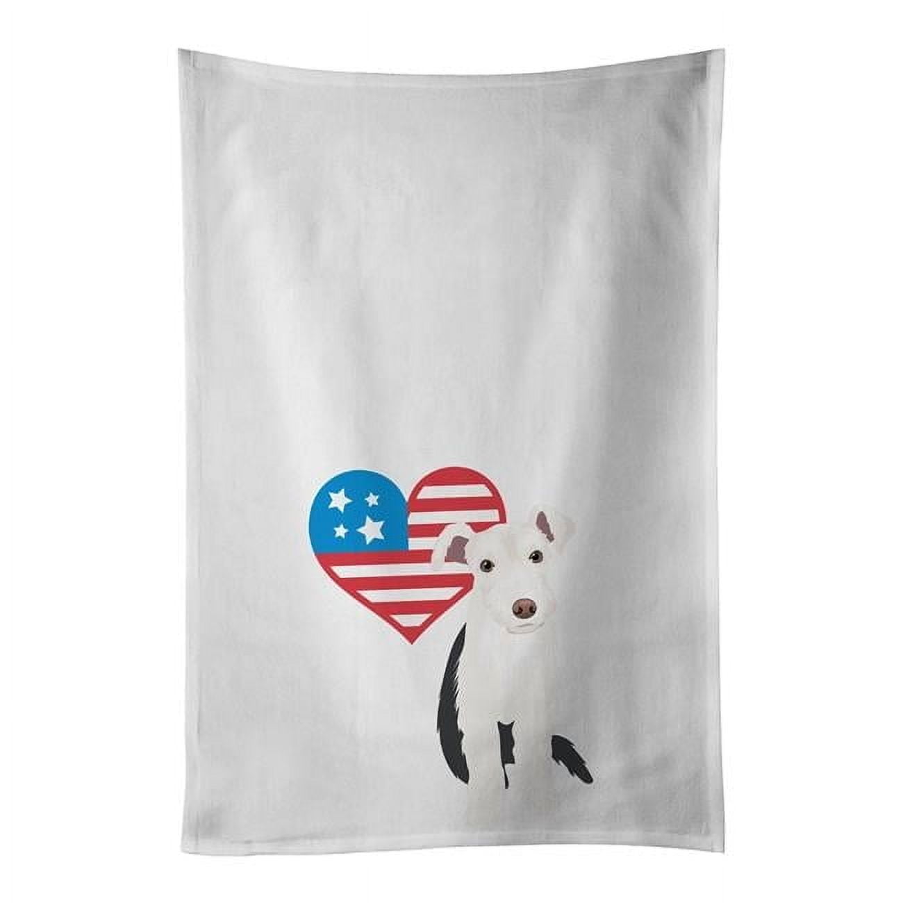 Carolines Treasures WDK4268WTKT 28 x 19 in. Unisex Schnauzer Parti Patriotic White Dish Towels Kitchen Towel - Set of 2