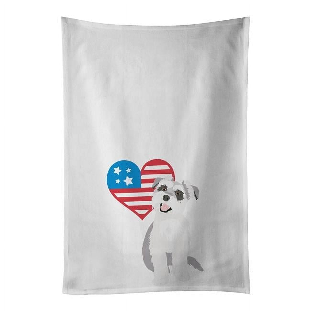 Carolines Treasures WDK4270WTKT 28 x 19 in. Unisex Schnauzer Salt & Pepper No.2 Patriotic White Dish Towels Kitchen Towel - Set of 2
