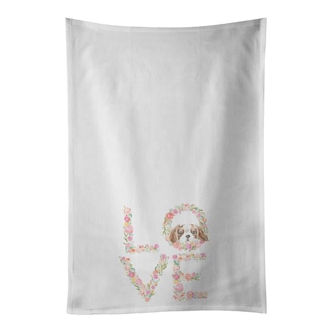 Carolines Treasures WDK4361WTKT 28 x 19 in. Unisex Cavalier Spaniel Blenheim Puppy Love White Dish Towels Kitchen Towel - Set of 2