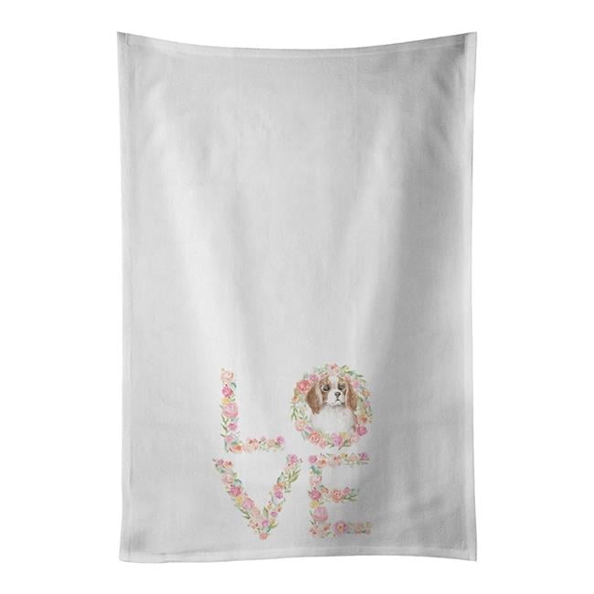 Carolines Treasures WDK4364WTKT 28 x 19 in. Unisex Cavalier Spaniel Blenheim No.2 Love White Dish Towels Kitchen Towel - Set of 2