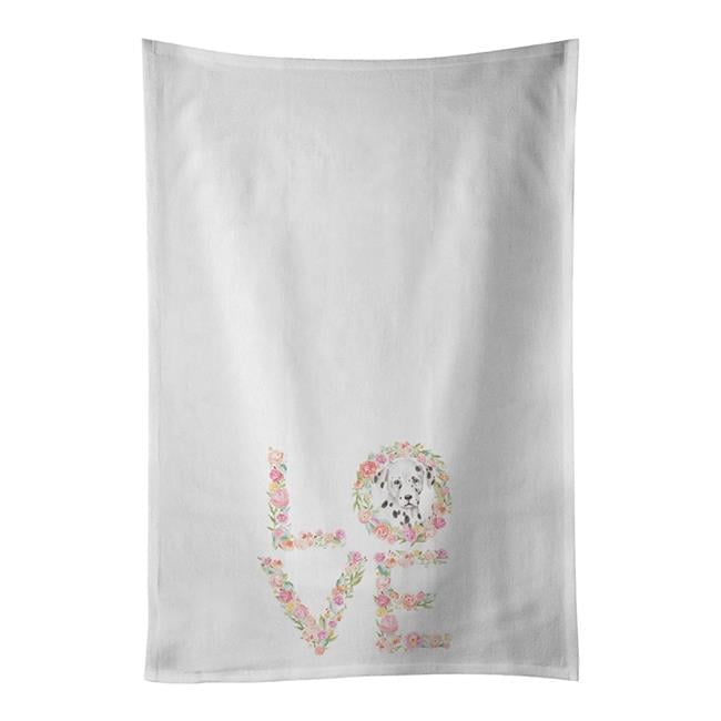 Dalmatian #1 LOVE White Kitchen Towel Set of 2 19 in x 28 in