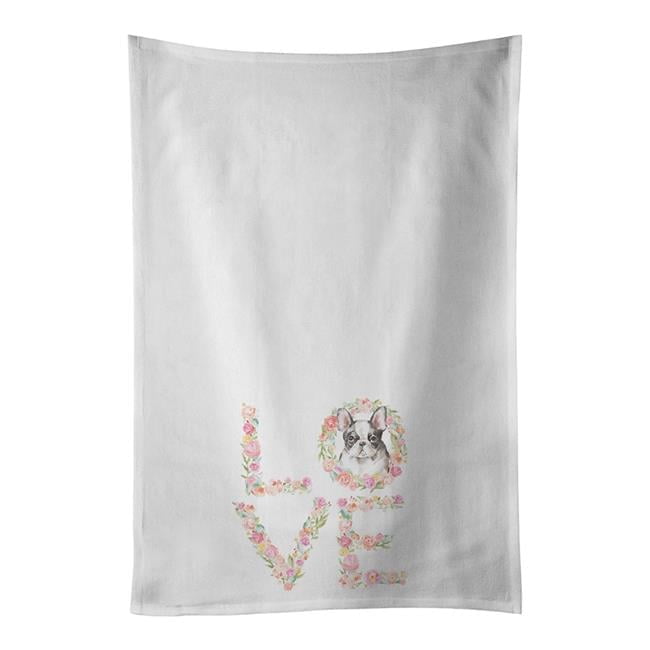 Carolines Treasures WDK4429WTKT 28 x 19 in. Unisex French Bulldog No.7 Love White Dish Towels Kitchen Towel - Set of 2
