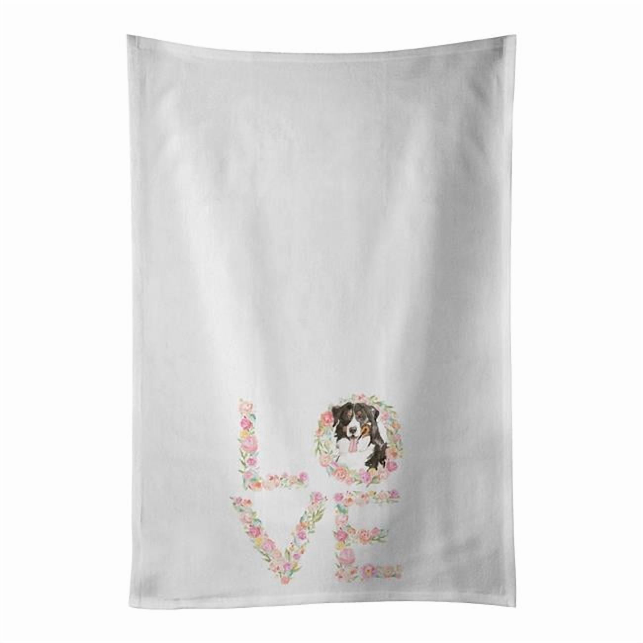 Carolines Treasures WDK4541WTKT 28 x 19 in. Unisex Bernese Mountain Dog Love White Dish Towels Kitchen Towel - Set of 2