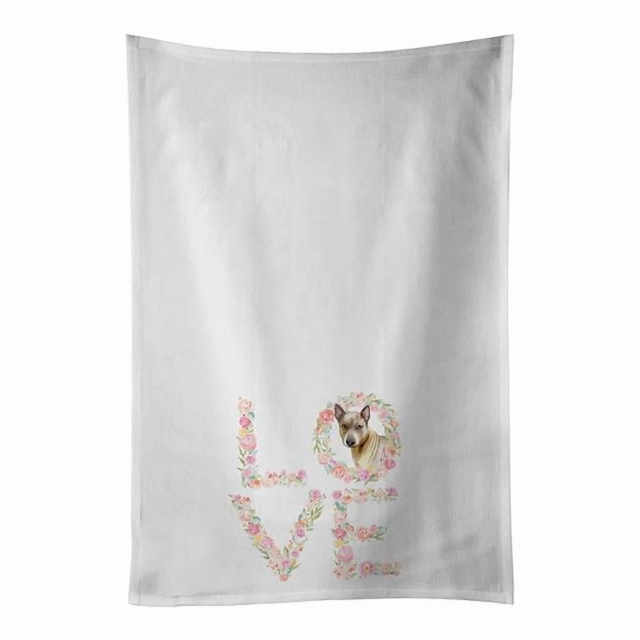 Carolines Treasures WDK4626WTKT 28 x 19 in. Unisex Thai Ridgeback Love White Dish Towels Kitchen Towel - Set of 2