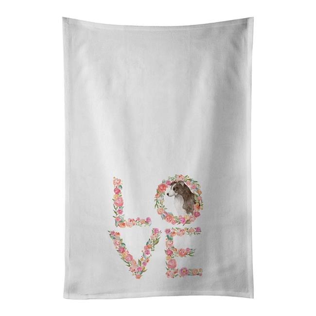 Carolines Treasures WDK4691WTKT 28 x 19 in. Unisex Border Collie No.2 Love White Dish Towels Kitchen Towel - Set of 2