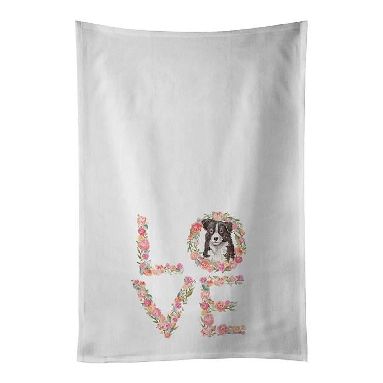 Carolines Treasures WDK4696WTKT 28 x 19 in. Unisex Border Collie No.5 Love White Dish Towels Kitchen Towel - Set of 2
