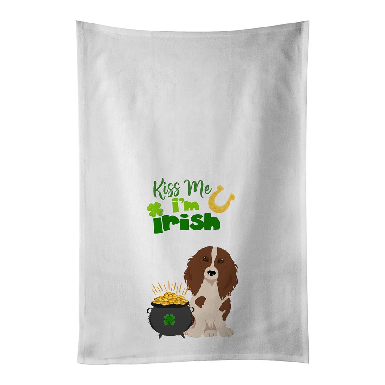 Carolines Treasures WDK4801WTKT Longhair Red Pedbald Dachshund St. Patricks Day White Kitchen Towel Set of 2 Dish Towels