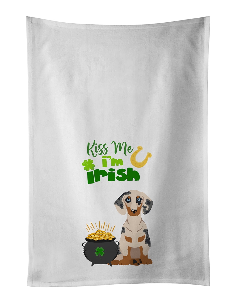 Carolines Treasures WDK4813WTKT Cream Dapple Dachshund St. Patricks Day White Kitchen Towel Set of 2 Dish Towels 19 X