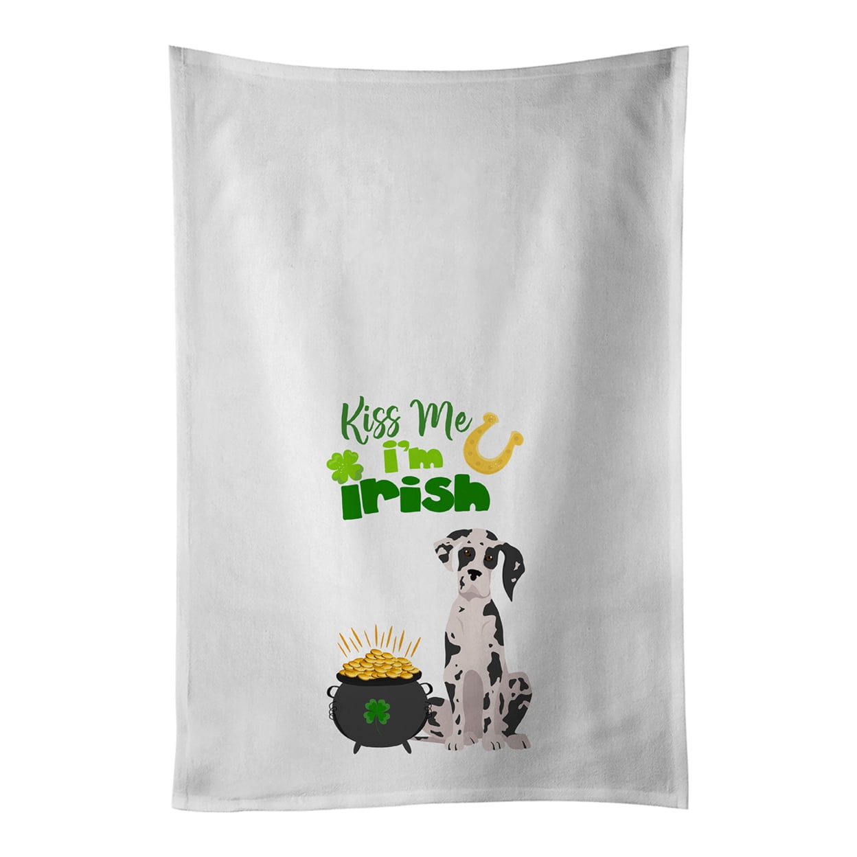 Carolines Treasures WDK4846WTKT Harlequin Great Dane St. Patricks Day White Kitchen Towel Set of 2 Dish Towels 19 X 25"
