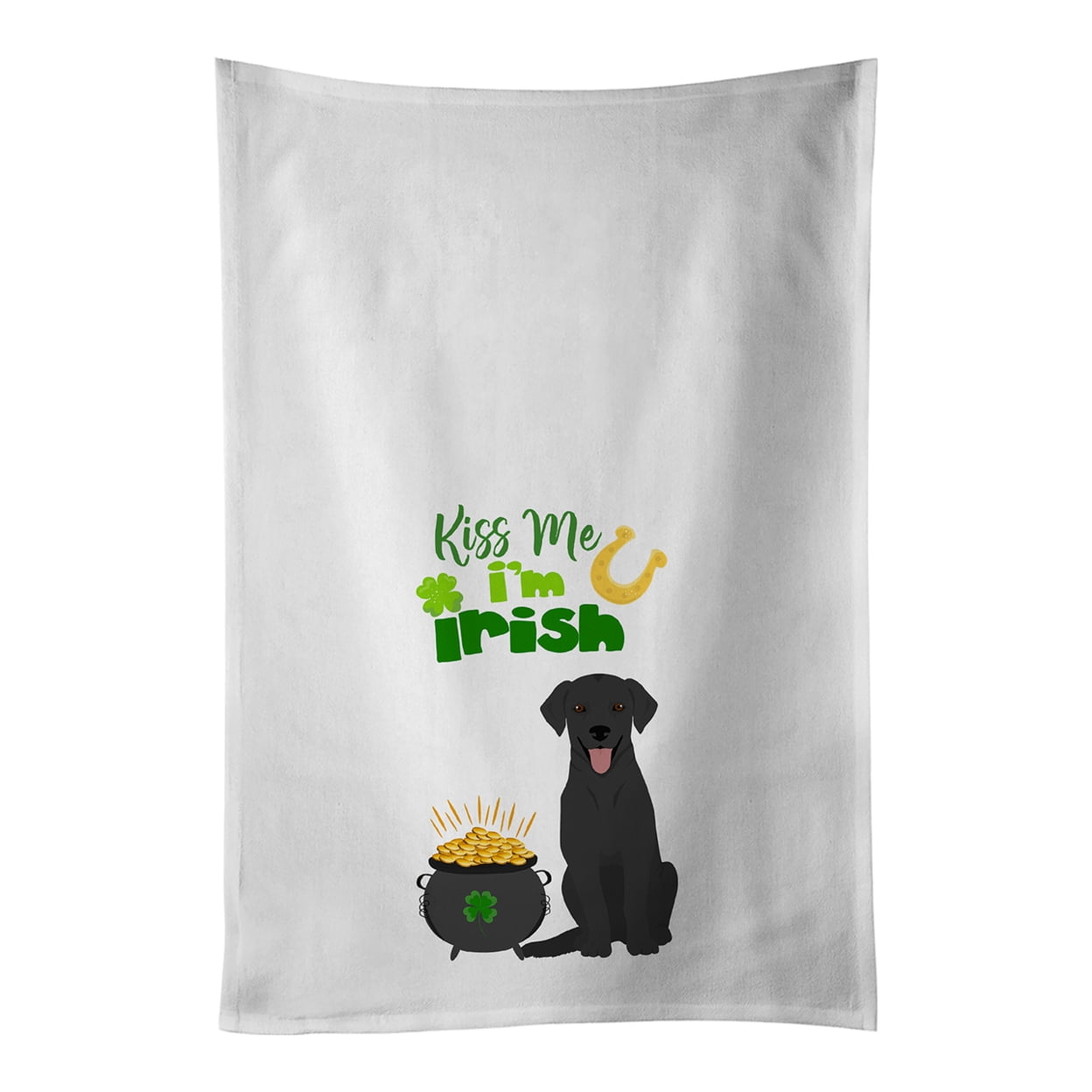 Carolines Treasures WDK4854WTKT Black Labrador Retriever St. Patricks Day White Kitchen Towel Set of 2 Dish Towels 19 X