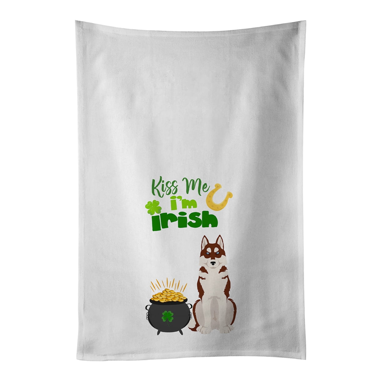 Carolines Treasures WDK4910WTKT Red Siberian Husky St. Patricks Day White Kitchen Towel Set of 2 Dish Towels 19 X 25"
