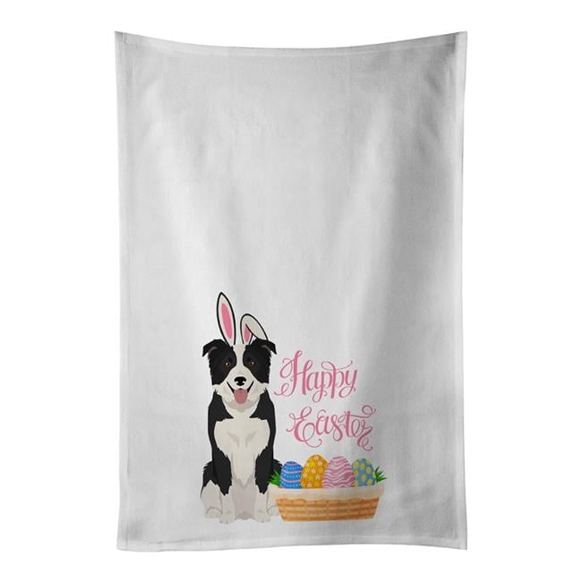 Carolines Treasures WDK4941WTKT 28 x 19 in. Black & White Border Collie Easter White Kitchen Towel, Set of 2