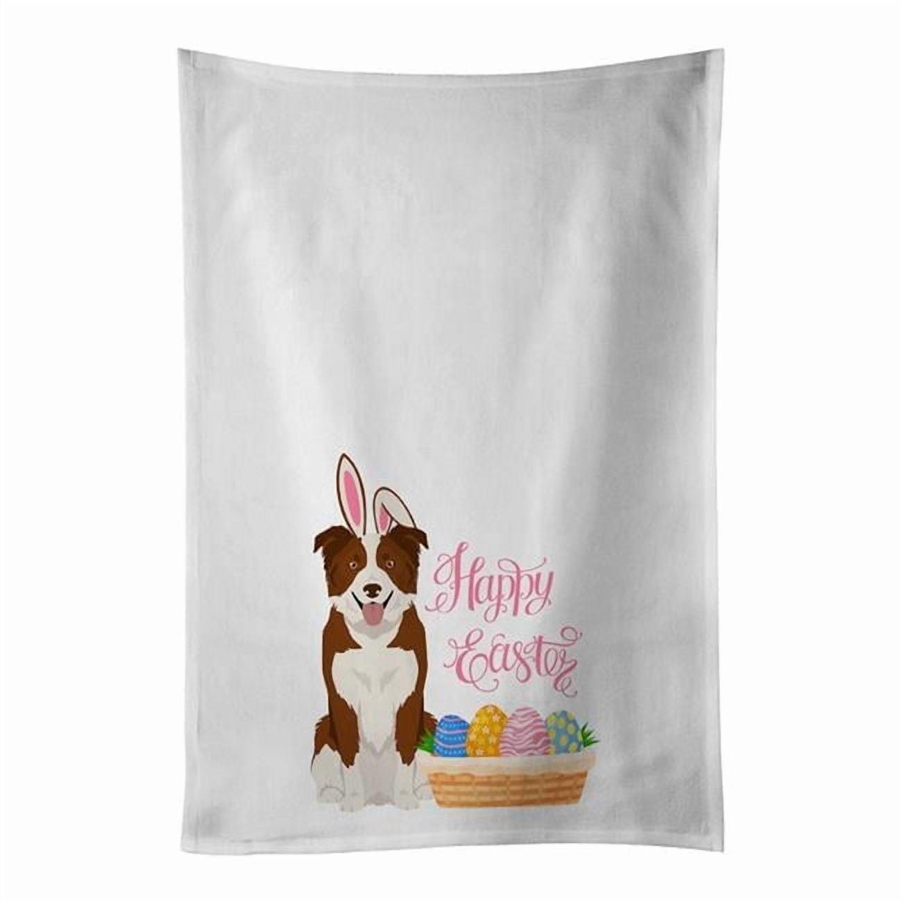 Carolines Treasures WDK4943WTKT 28 x 19 in. Red & White Border Collie Easter White Kitchen Towel, Set of 2