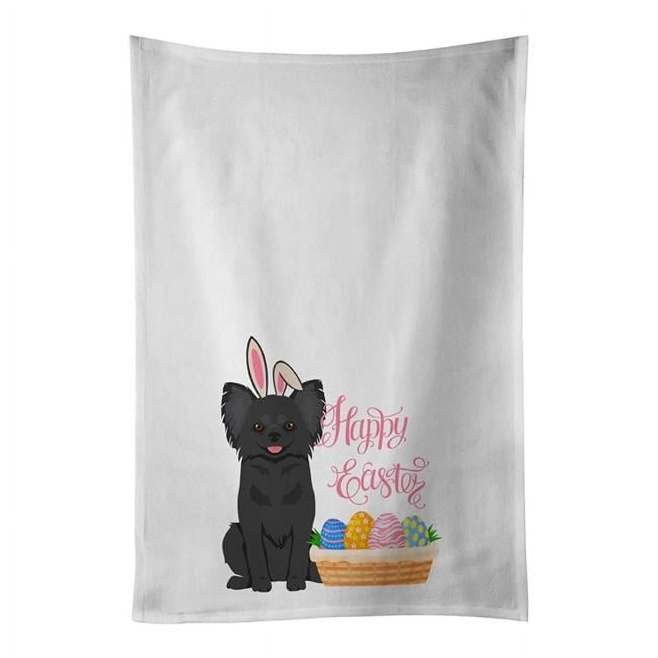 Carolines Treasures WDK4972WTKT 28 x 19 in. Longhaired Black Chihuahua Easter White Kitchen Towel, Set of 2
