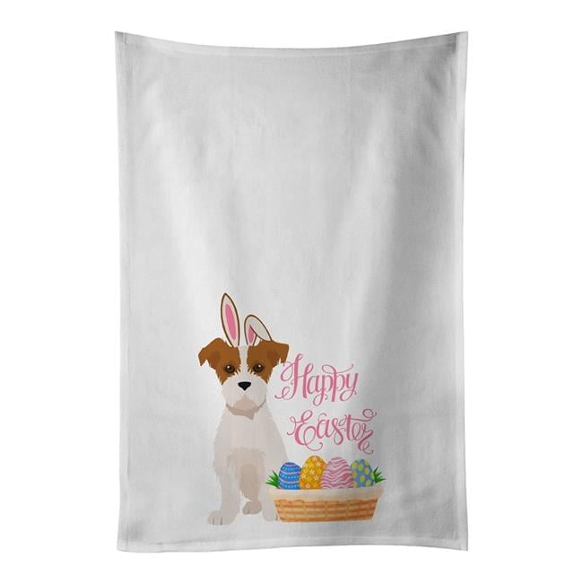 Carolines Treasures WDK5047WTKT 28 x 19 in. Brown White Wirehair Jack Russell Terrier Easter White Kitchen Towel, Set of 2