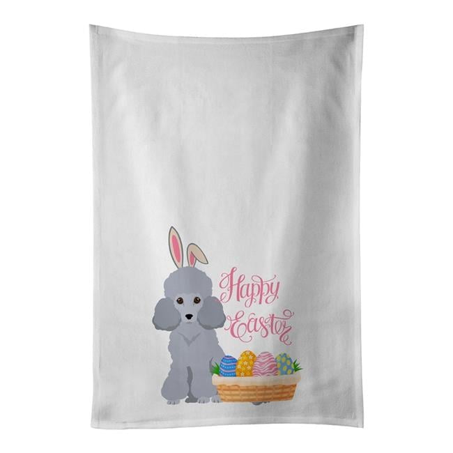 Carolines Treasures WDK5077WTKT 28 x 19 in. Toy Silver Poodle Easter White Kitchen Towel, Set of 2